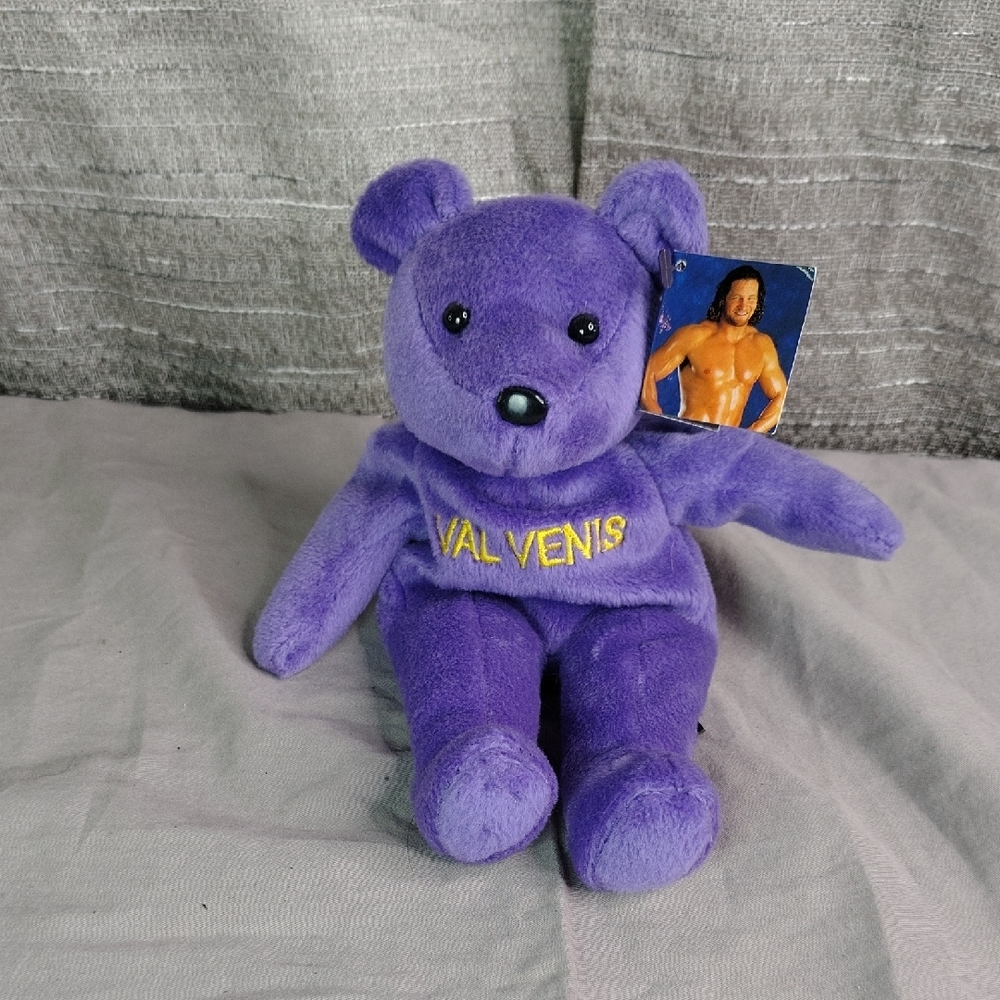 VINTAGE WWF Plush Val Venis Attitude Bear Beanie Baby 90s Wrestling